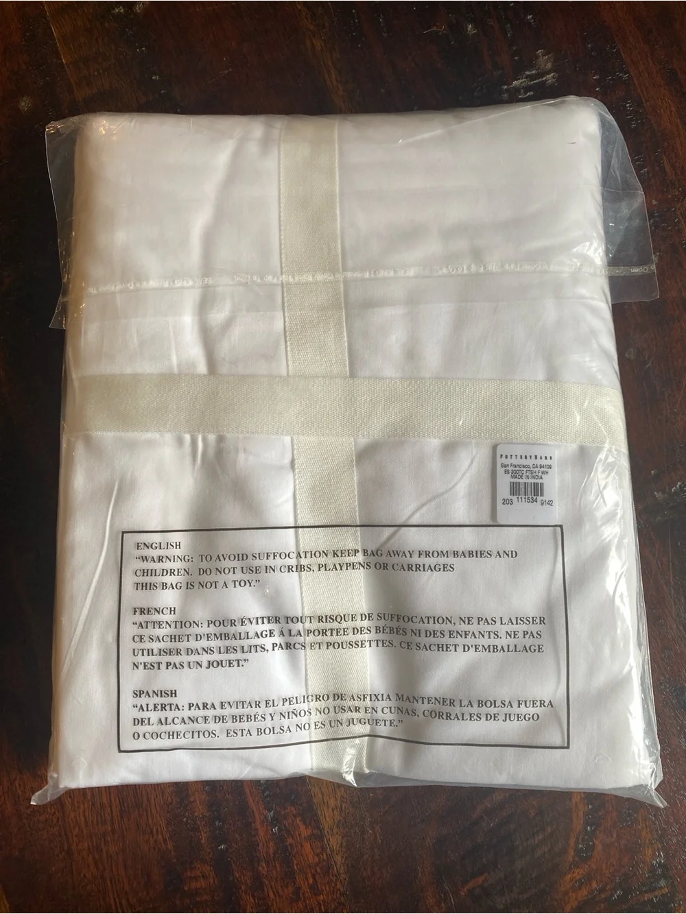 Pottery barn essentials fitted sheet for a full bed white new in package
